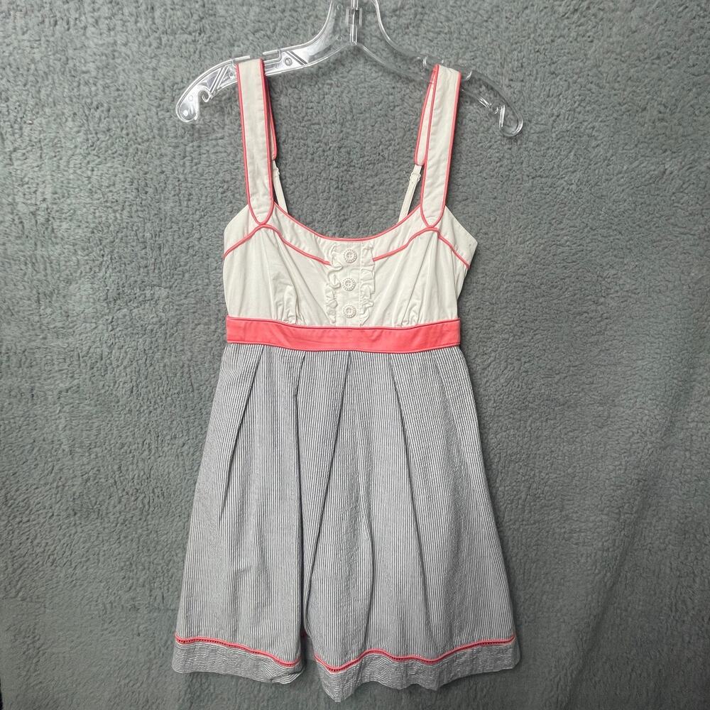 Jessica Simpson Blue Seersucker Tie Back Mini Dress Size 6